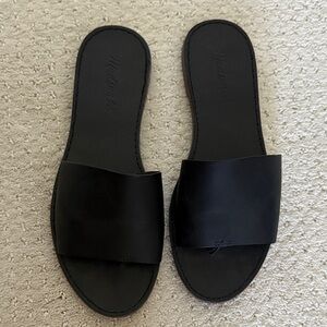 Madewell Black Leather Slide Sandals